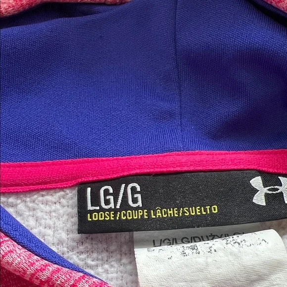 Under Armour Heathered Pink Hoodie with Blue Logo - Picture 2 of 3
